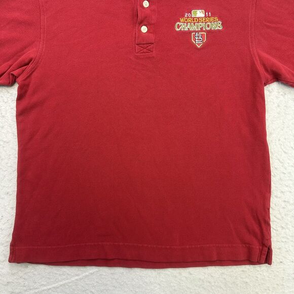 St Louis Cardinals Polo Shirt Mens Small S Red 2011 World Series Champions - Picture 4 of 12